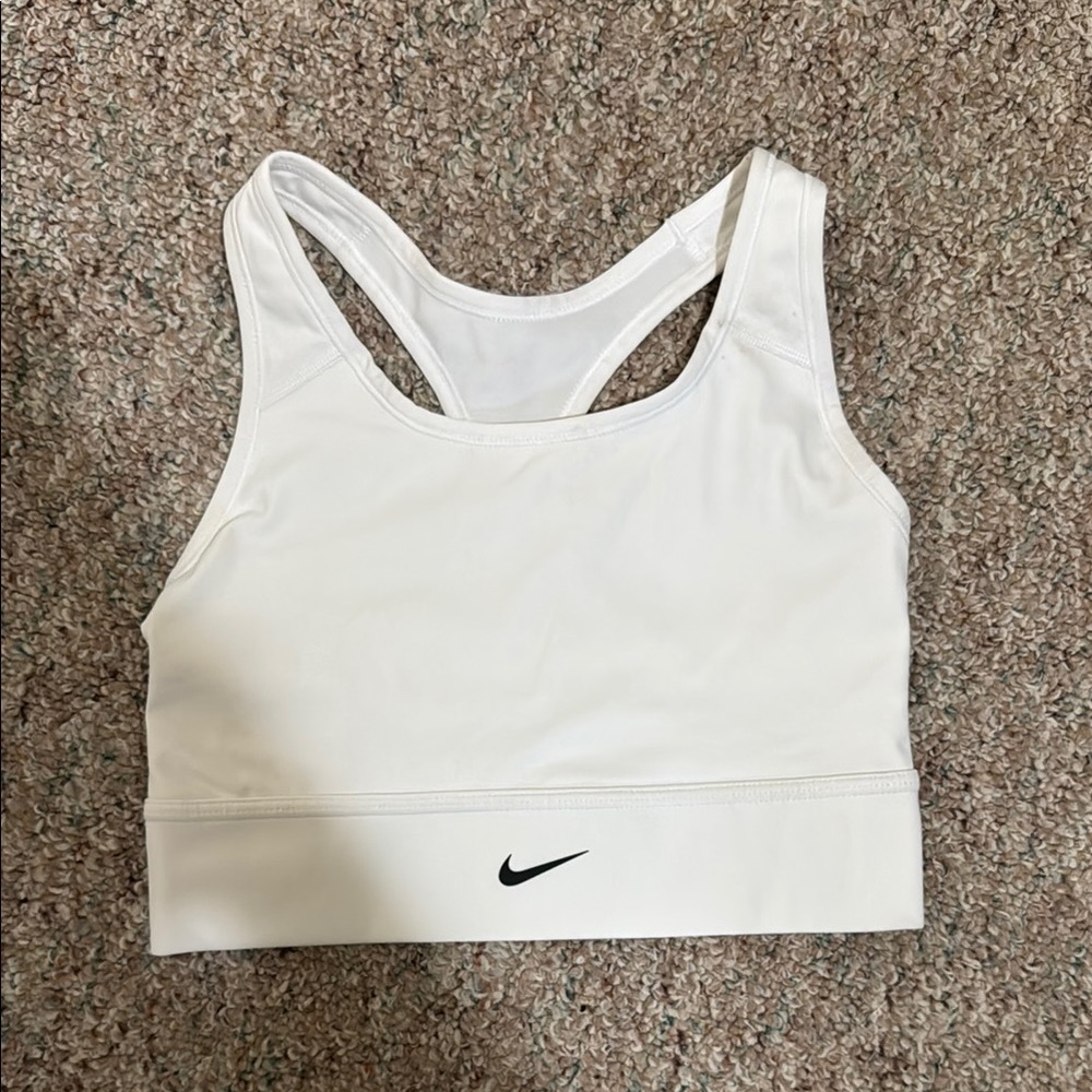 Nike White Sports Bra Racerback Compression